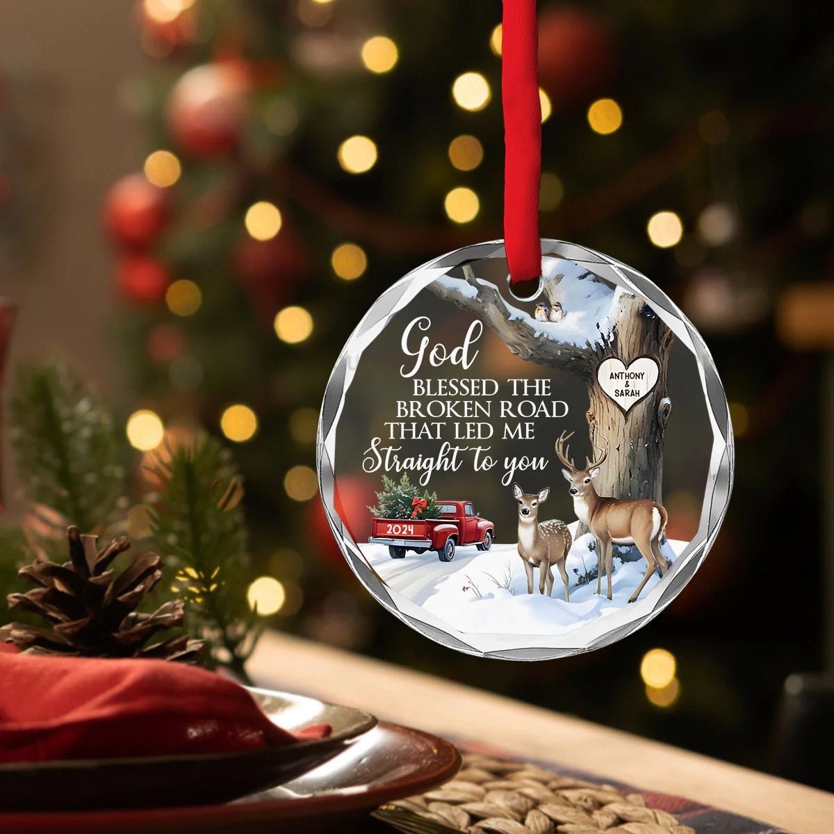 The Broken Road That Led Me Straight To You - Personalized Custom Glass Ornament - Image 4