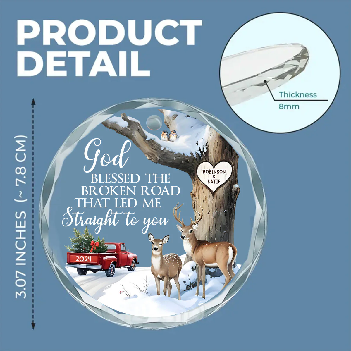 The Broken Road That Led Me Straight To You - Personalized Custom Glass Ornament - Image 5