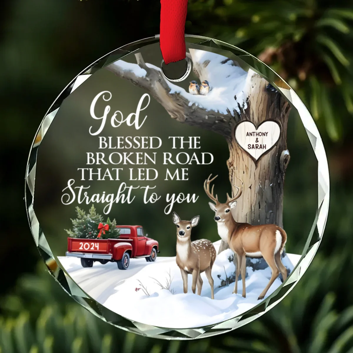 The Broken Road That Led Me Straight To You - Personalized Custom Glass Ornament - Image 6