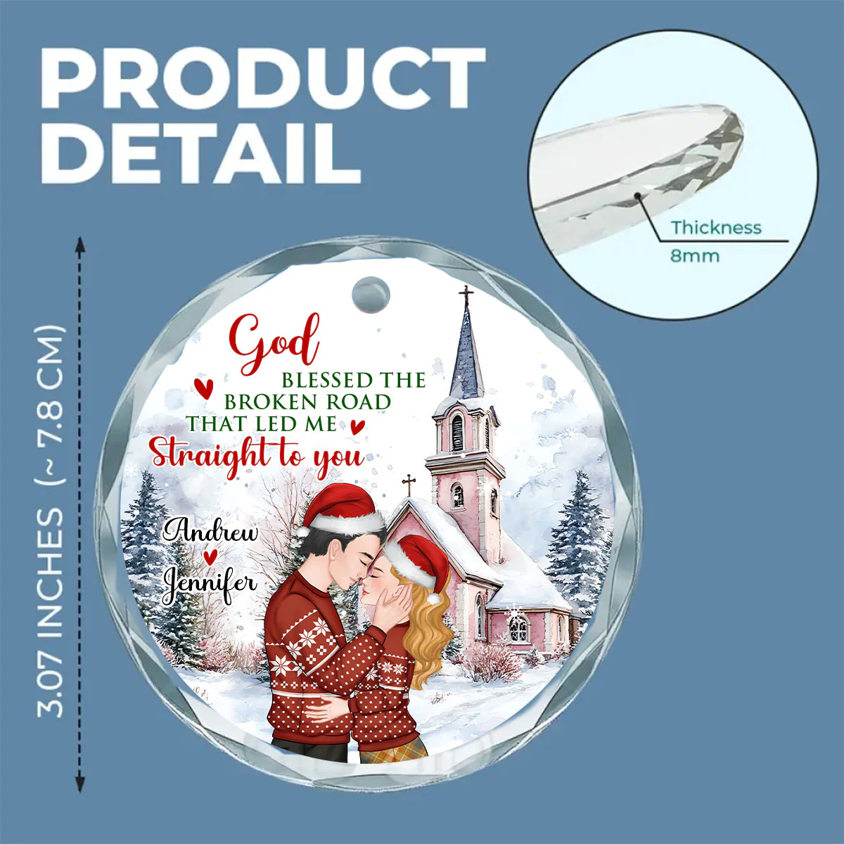 The Broken Road That Led Me Straight To You Version 2 - Personalized Custom Glass Ornament - Image 5