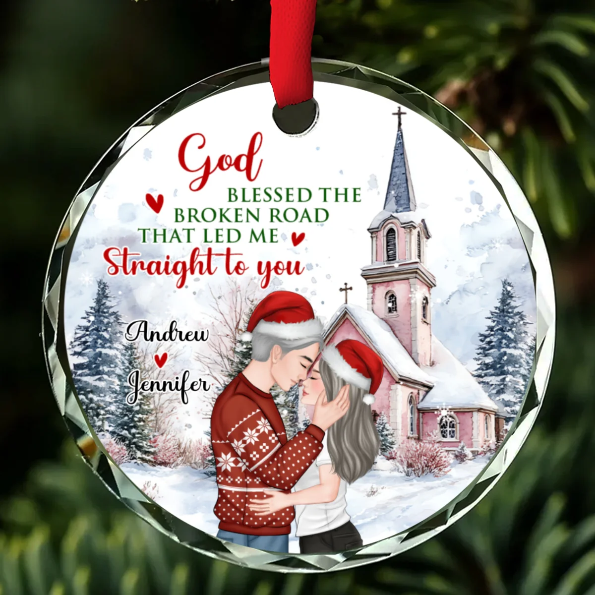 The Broken Road That Led Me Straight To You Version 2 - Personalized Custom Glass Ornament - Image 6