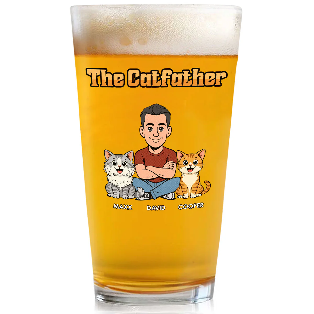 The Catfather Retro - Personalized Custom Beer Glass