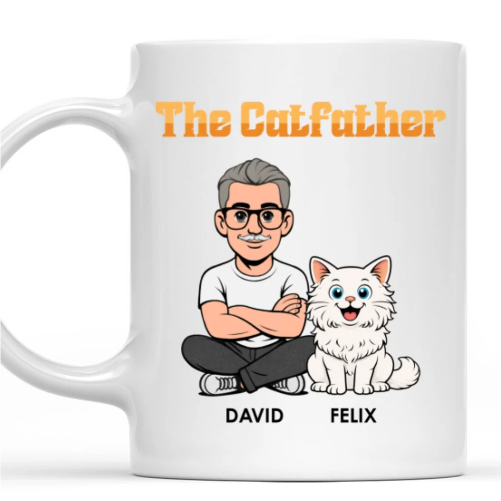 The Catfather Retro - Personalized Custom Coffee Mug - Image 6