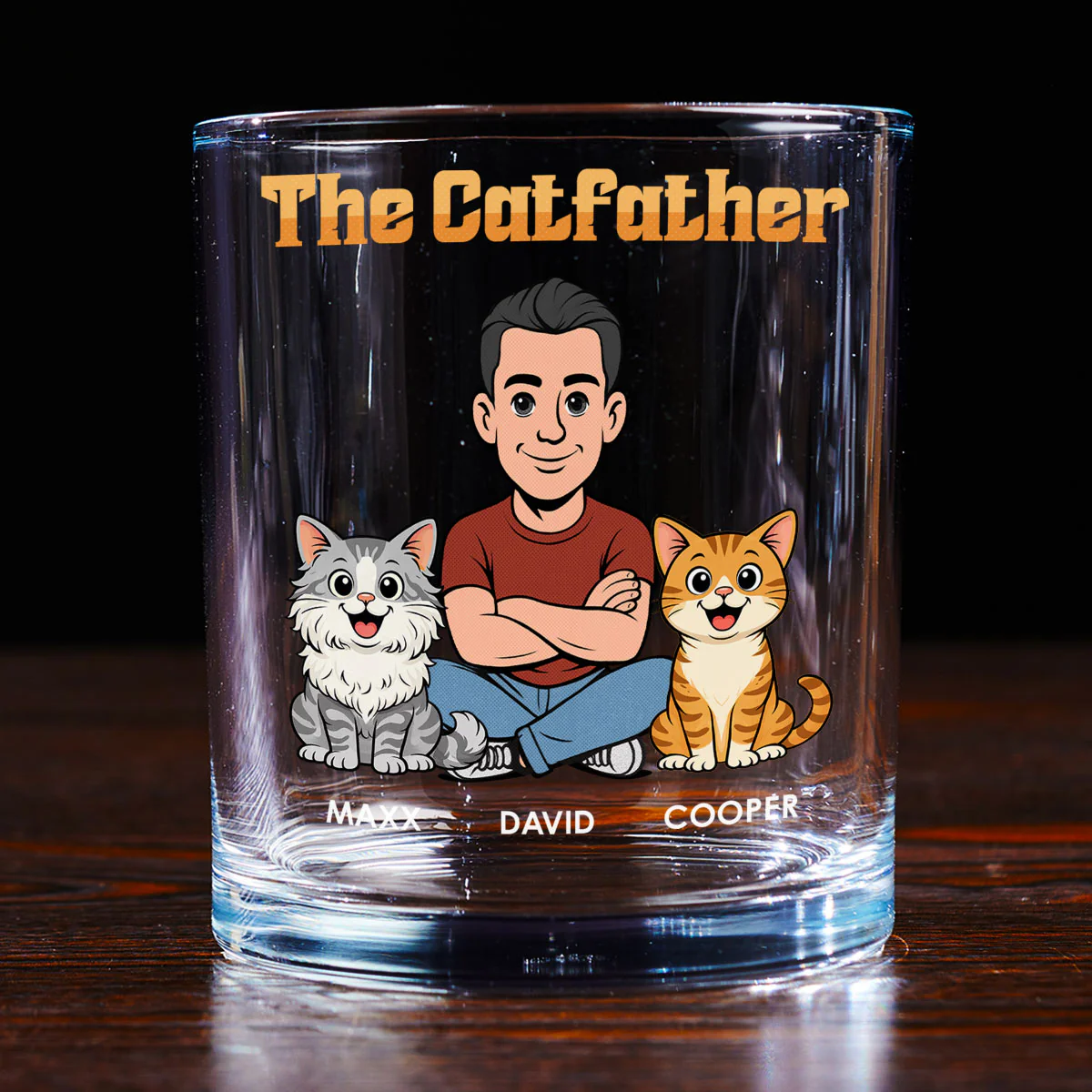  The Catfather Retro - Personalized Custom Whiskey Glass - Image 3