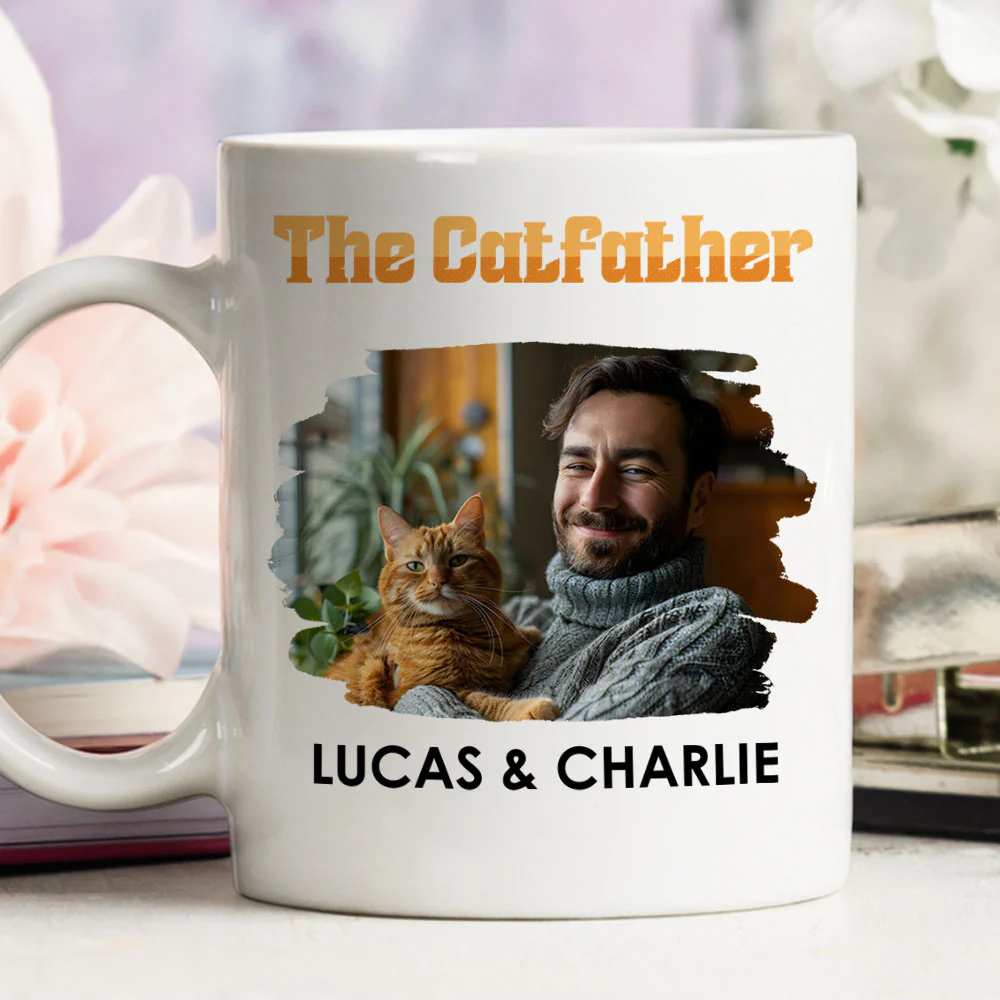 The Catfather Retro Photo - Personalized Custom Coffee Mug - Image 2