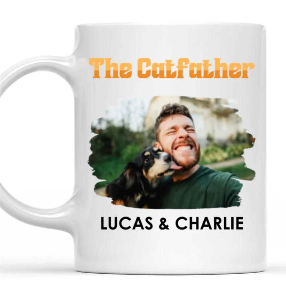 The Catfather Retro Photo - Personalized Custom Coffee Mug - Image 6