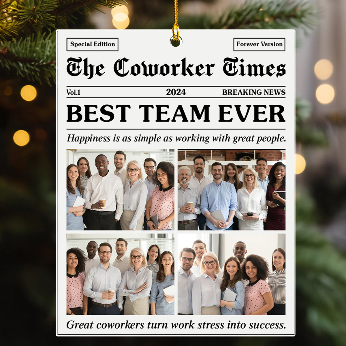 The Coworker Times  - Personalized Custom Acrylic Ornament - Image 2