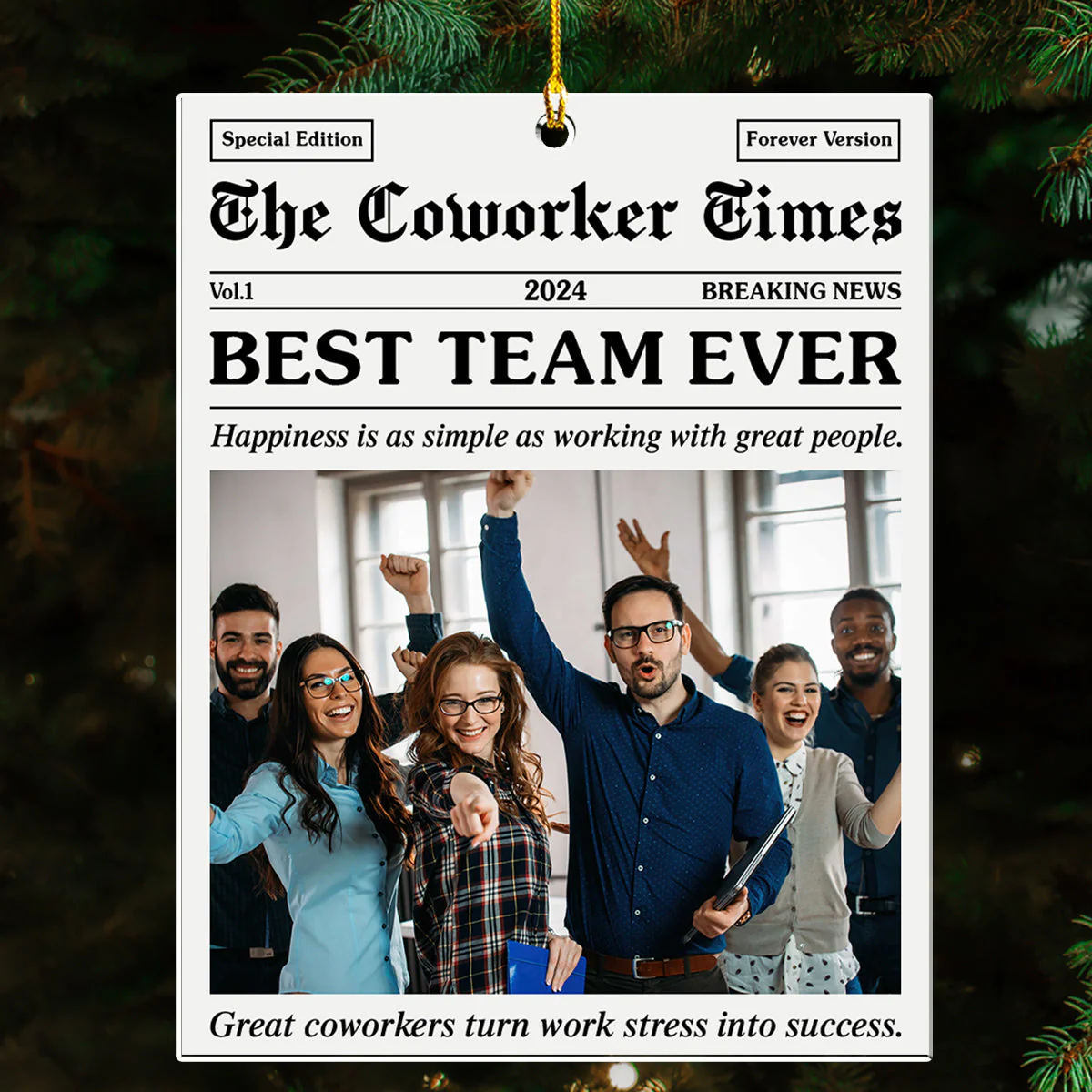 The Coworker Times  - Personalized Custom Acrylic Ornament - Image 3