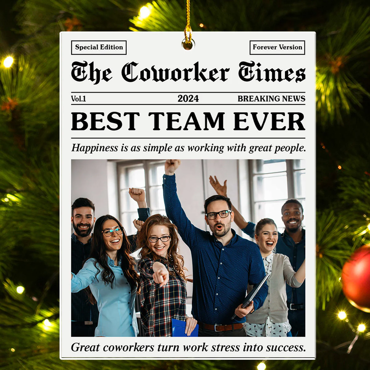 The Coworker Times  - Personalized Custom Acrylic Ornament - Image 4