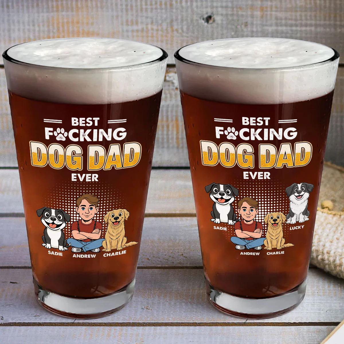 The Dad For Dogs - Personalized Custom Beer Glass - Image 3