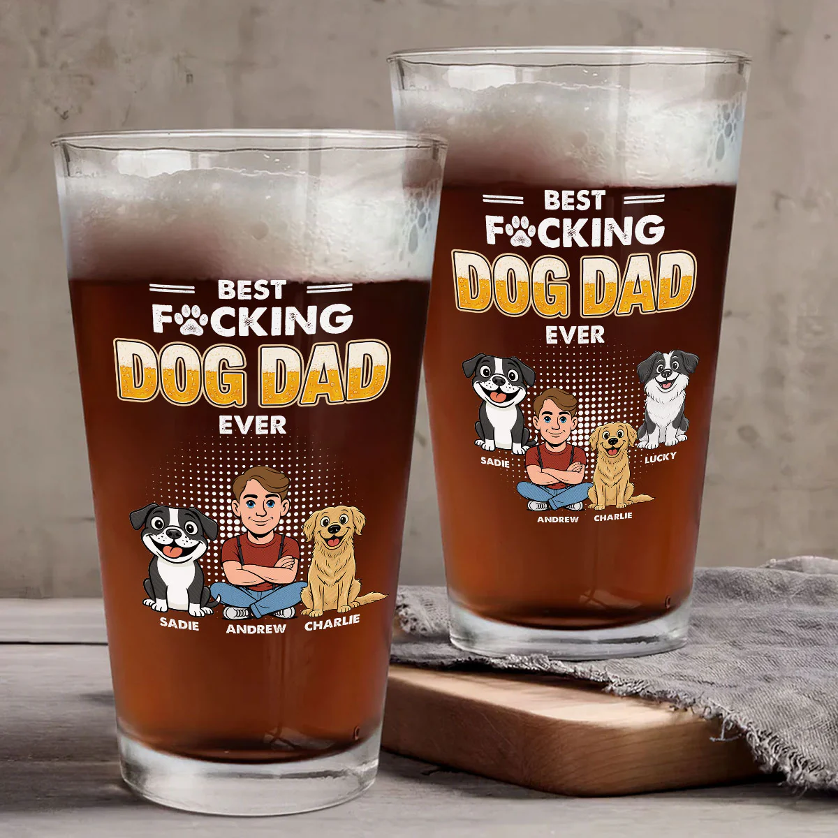 The Dad For Dogs - Personalized Custom Beer Glass - Image 4