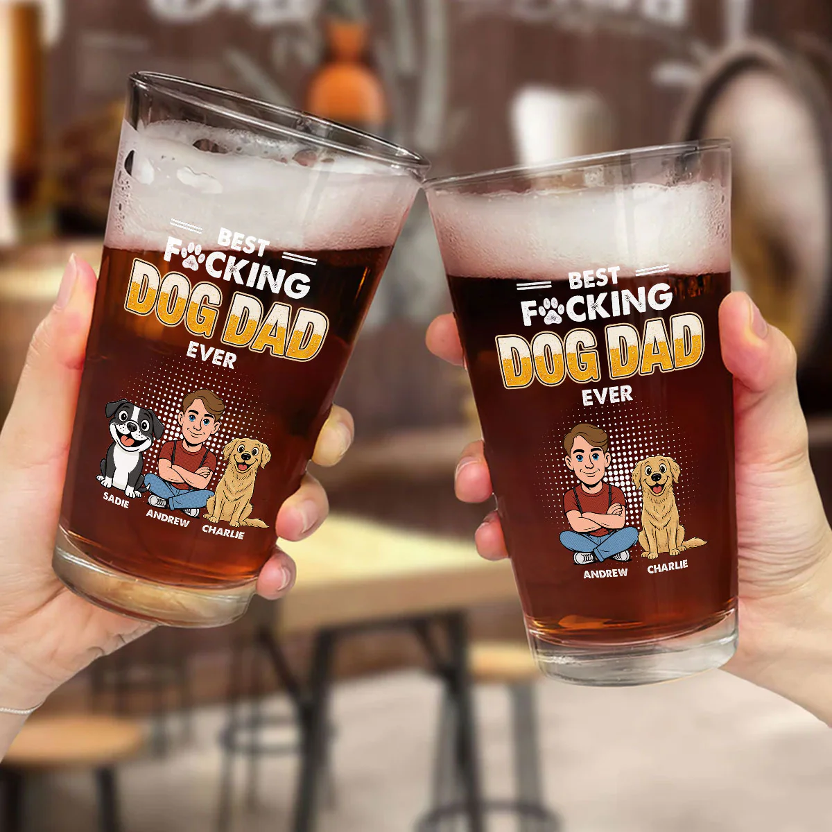The Dad For Dogs - Personalized Custom Beer Glass - Image 5