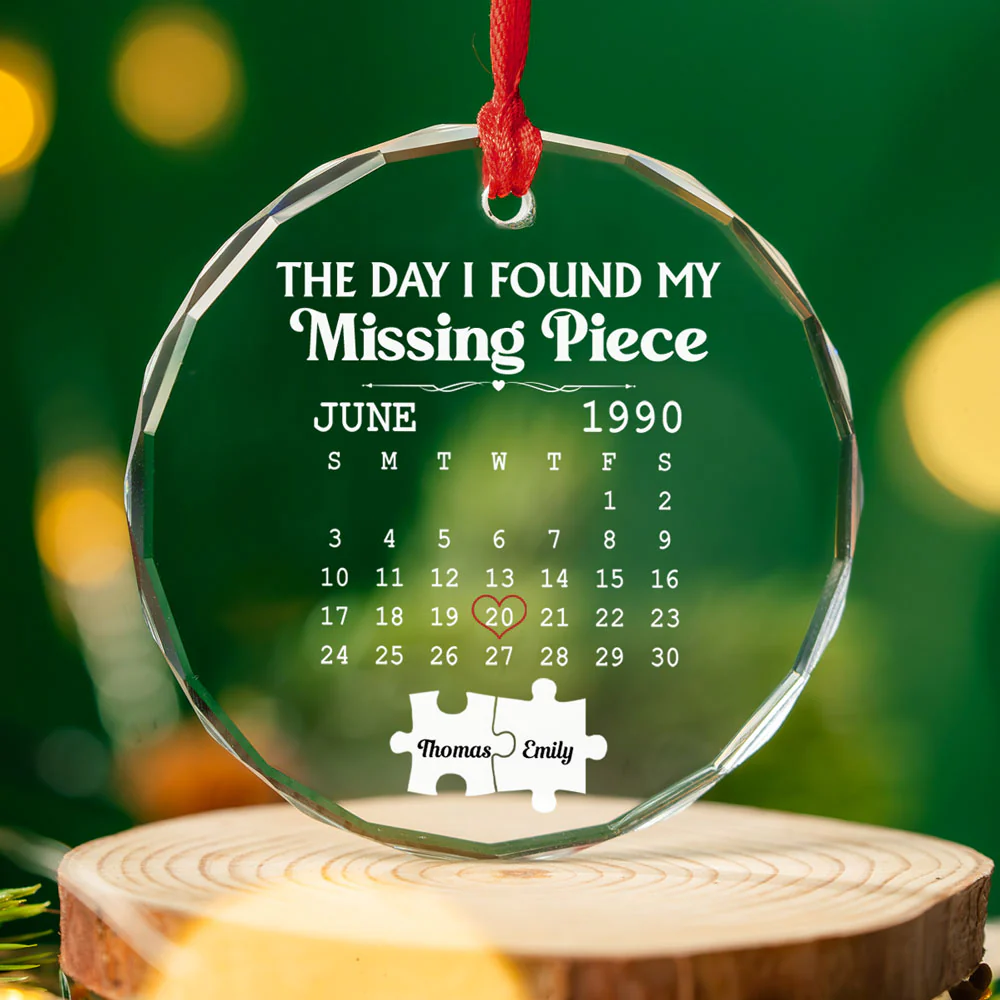 The Day I Found My Missing Piece - Personalized Custom Glass Ornament - Image 2