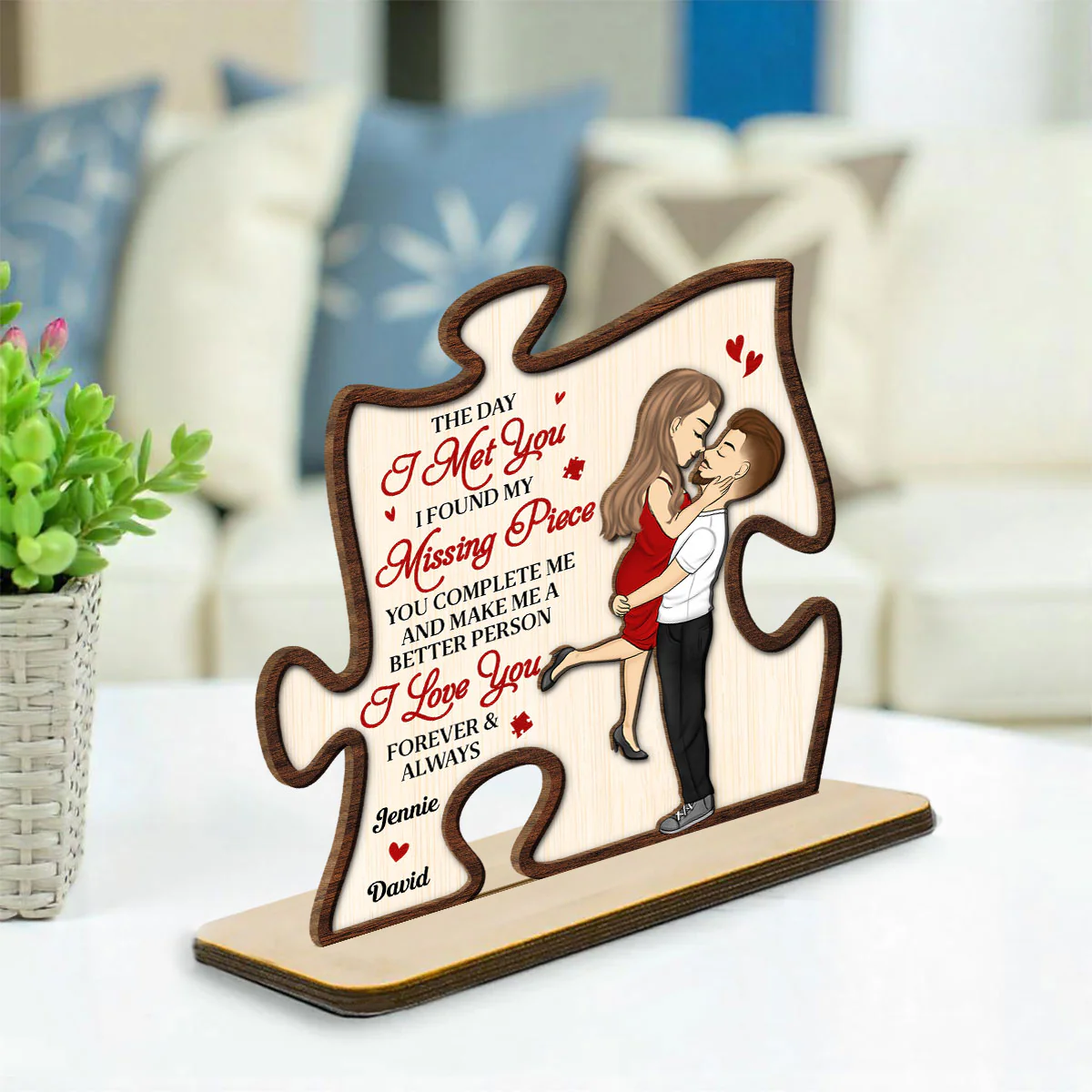 The Day I Met You - Personalized Custom 2-Layer Wood Plaque With Flat Base - Image 3