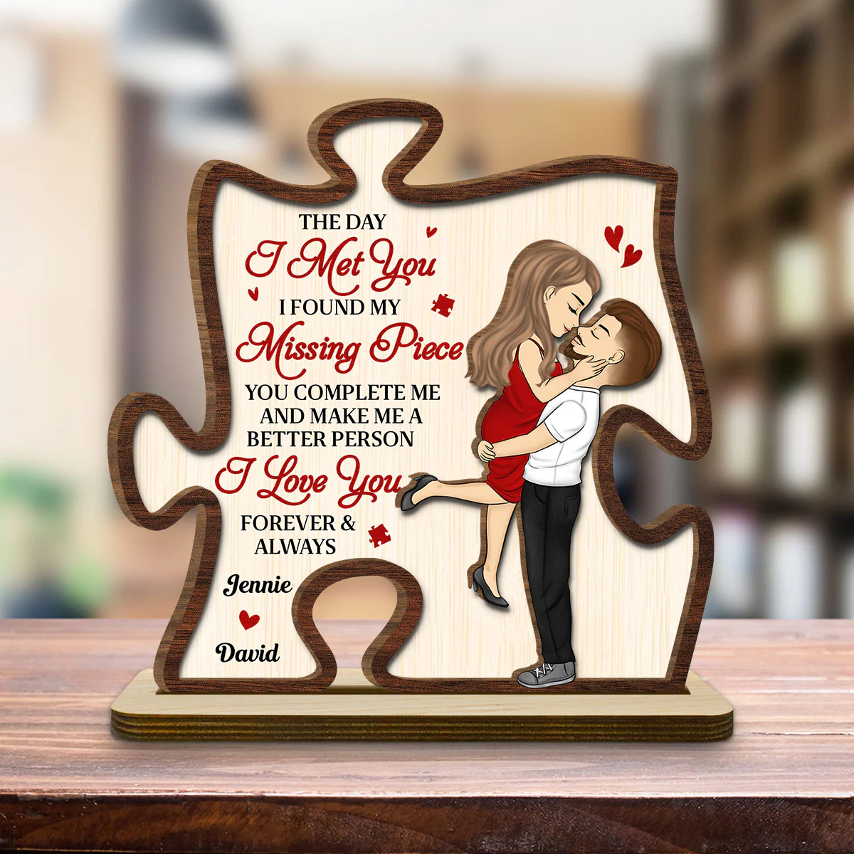 The Day I Met You - Personalized Custom 2-Layer Wood Plaque With Flat Base - Image 4
