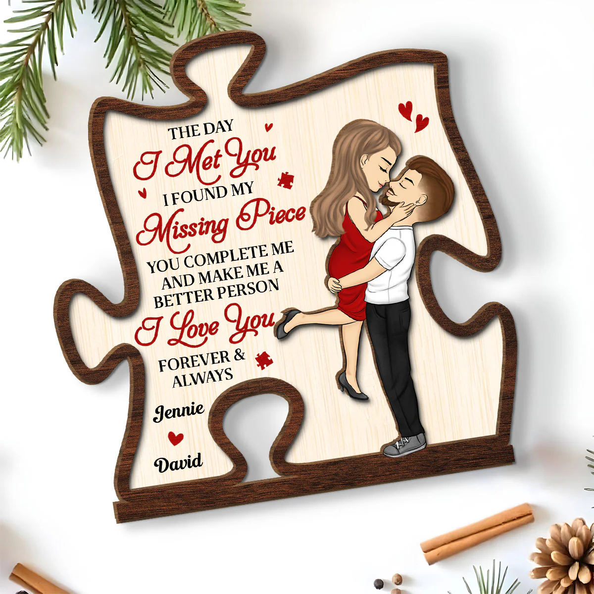The Day I Met You - Personalized Custom 2-Layer Wood Plaque With Flat Base - Image 5