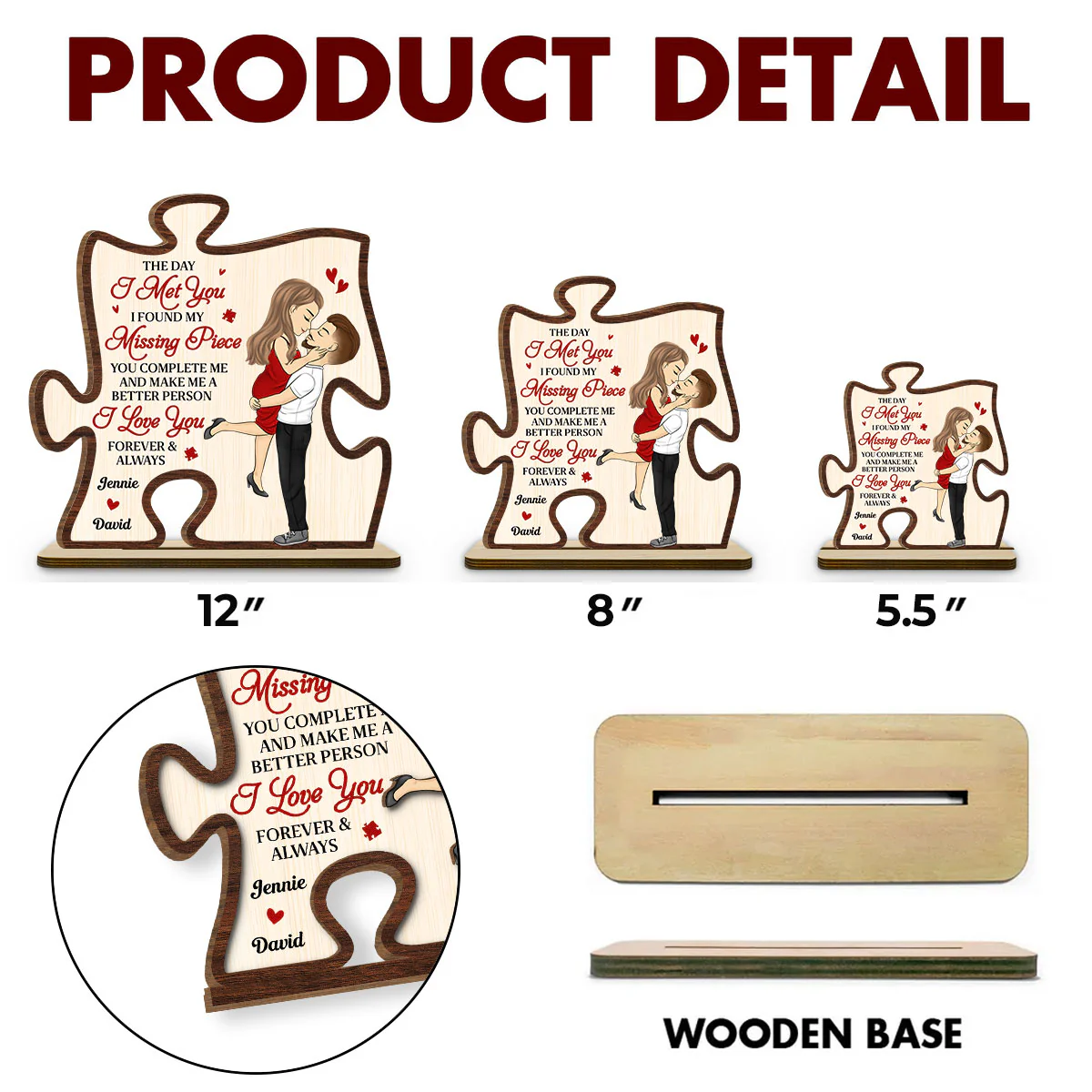 The Day I Met You - Personalized Custom 2-Layer Wood Plaque With Flat Base - Image 6