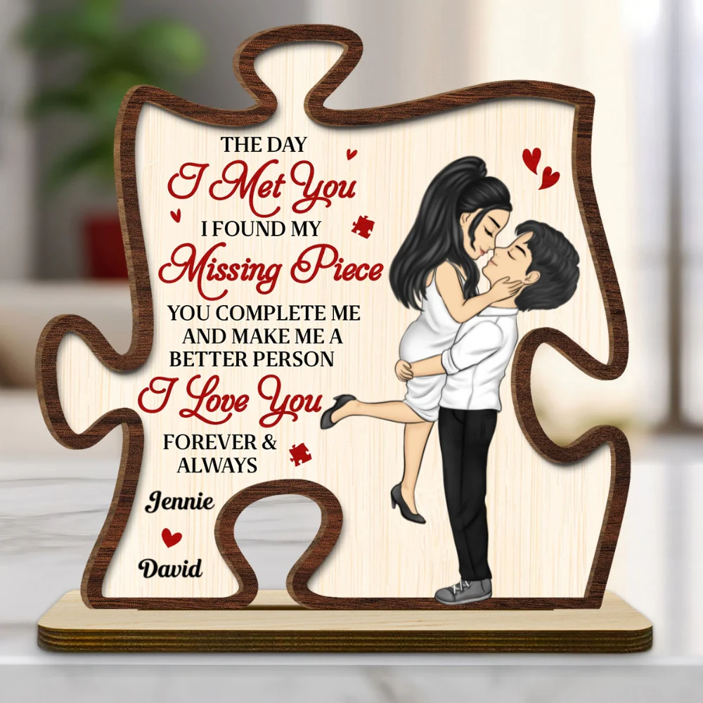 The Day I Met You - Personalized Custom 2-Layer Wood Plaque With Flat Base - Image 8