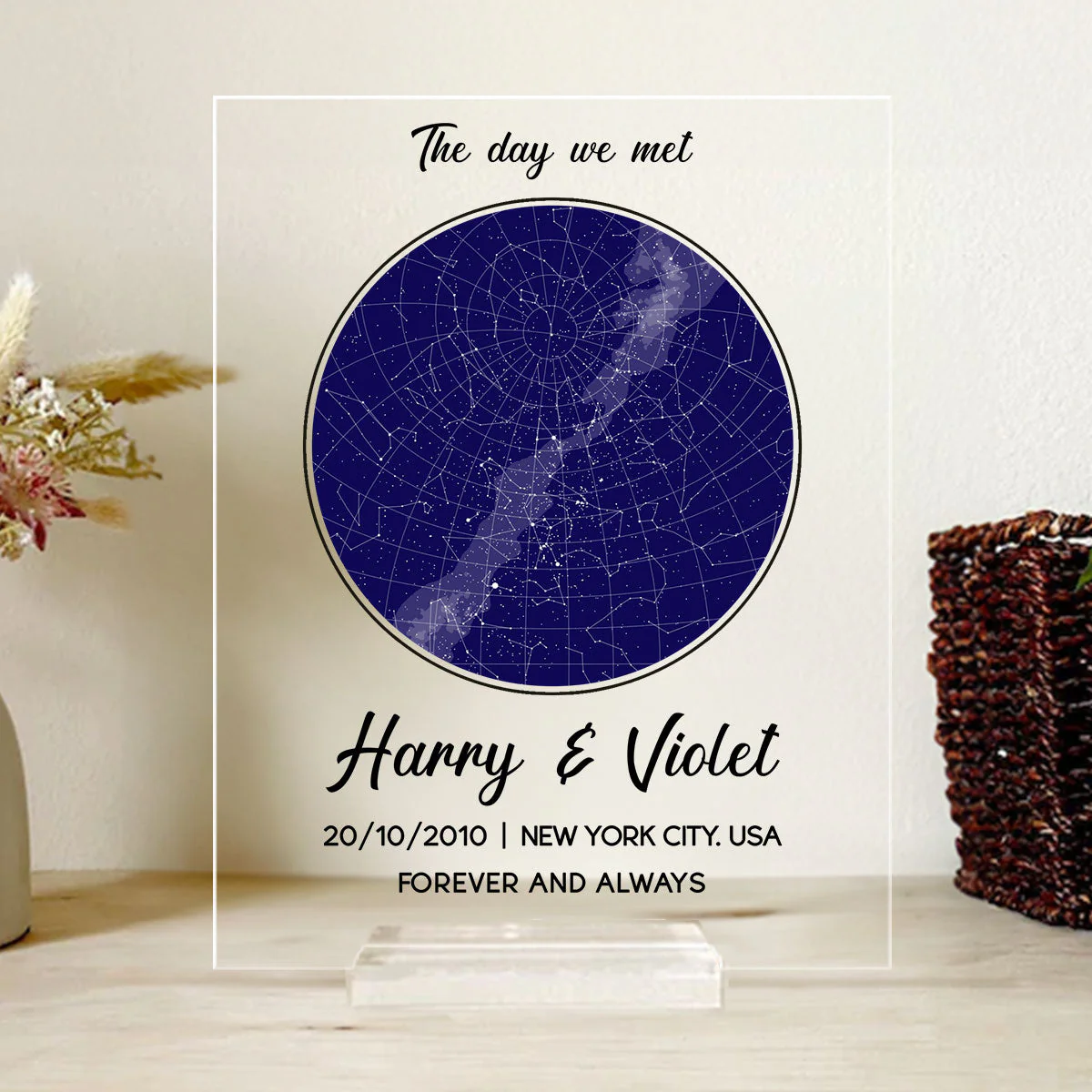 The Day I Met You -  Personalized Custom Acrylic Plaque With Base - Image 3