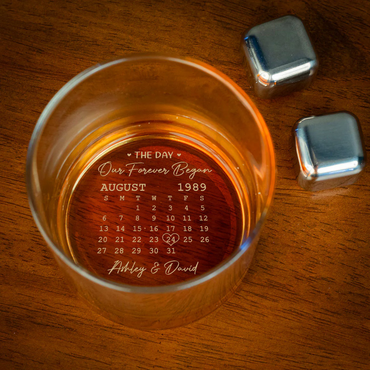 The Day Our Forever Began - Personalized Custom Engraved Whiskey Glass - Image 2