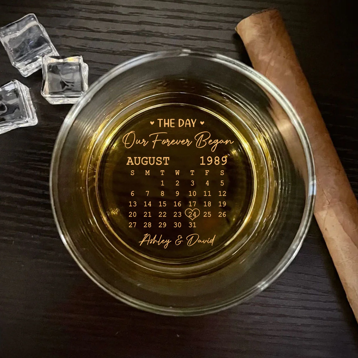 The Day Our Forever Began - Personalized Custom Engraved Whiskey Glass - Image 4