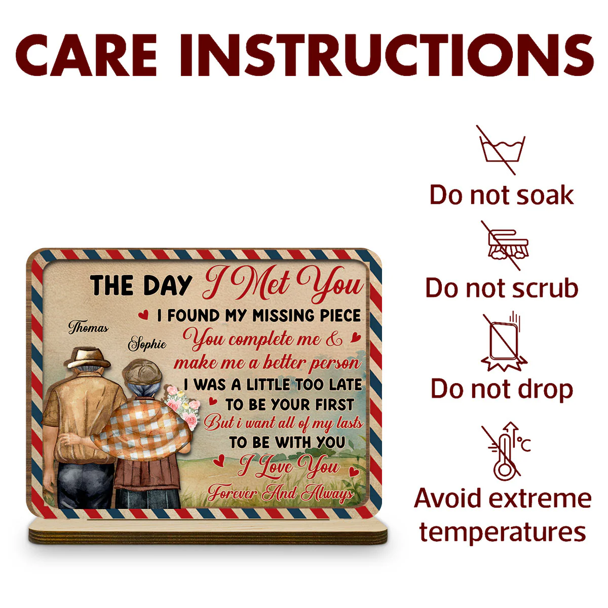 The Day - Personalized Custom 2-Layer Wood Plaque With Flat Base - Image 5