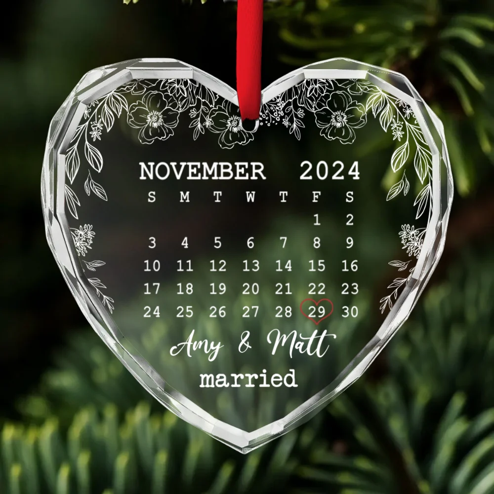 The Day We Met - Personalized Custom Glass Ornament - Image 6