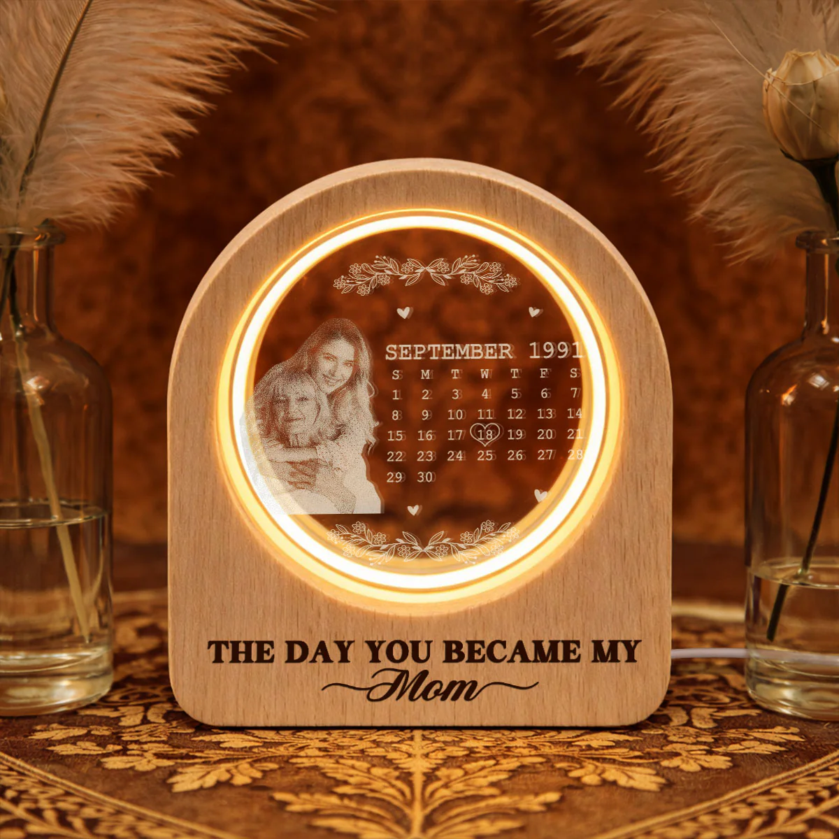 The Day You Became - Personalized Custom 3D Crystal Photo Portrait LED - Image 2