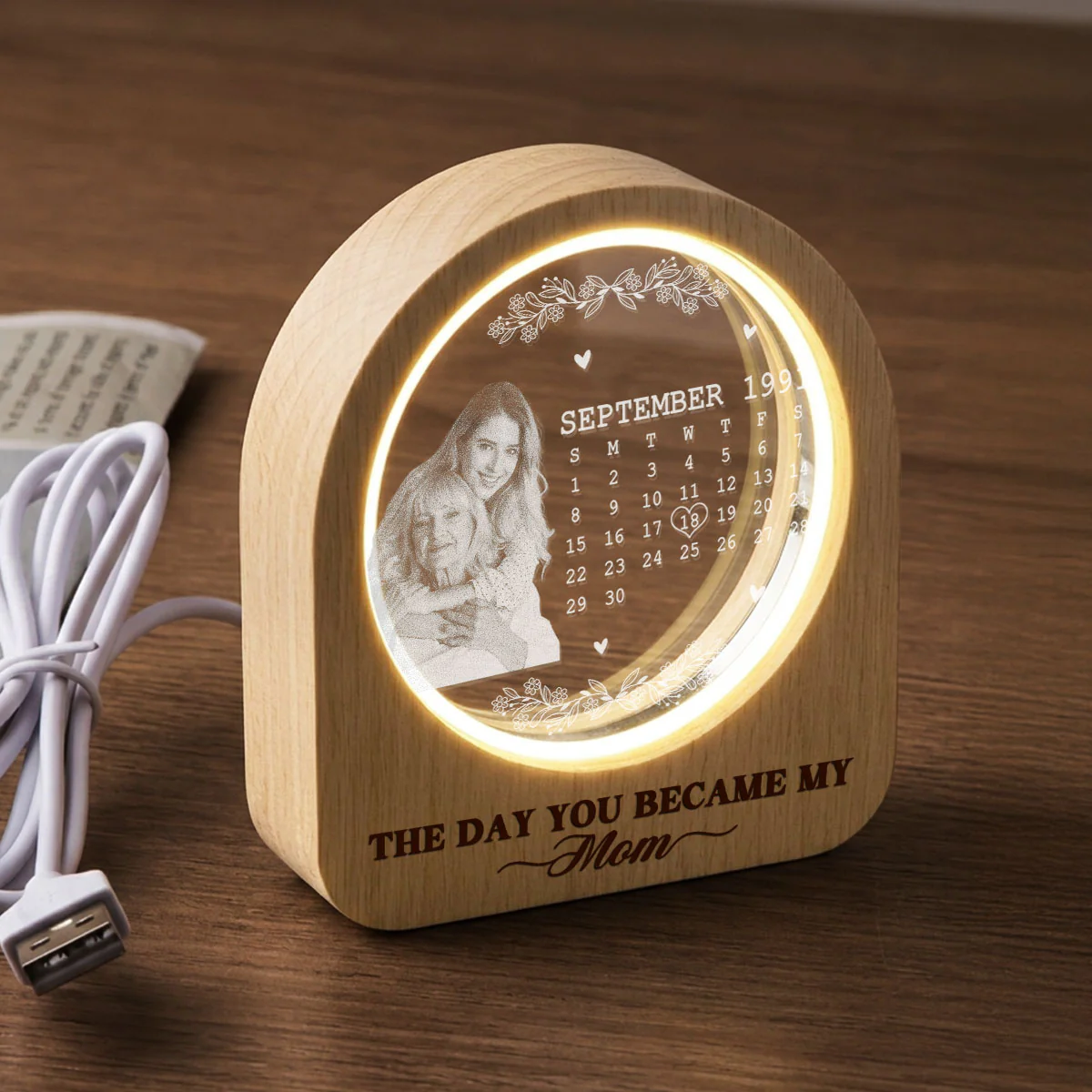 The Day You Became - Personalized Custom 3D Crystal Photo Portrait LED - Image 3