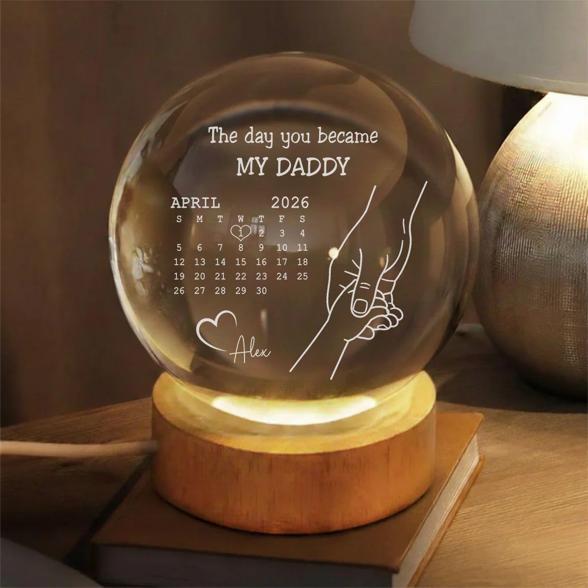 The Day You Became - Personalized Custom Crystal Globe Lamp - Image 2
