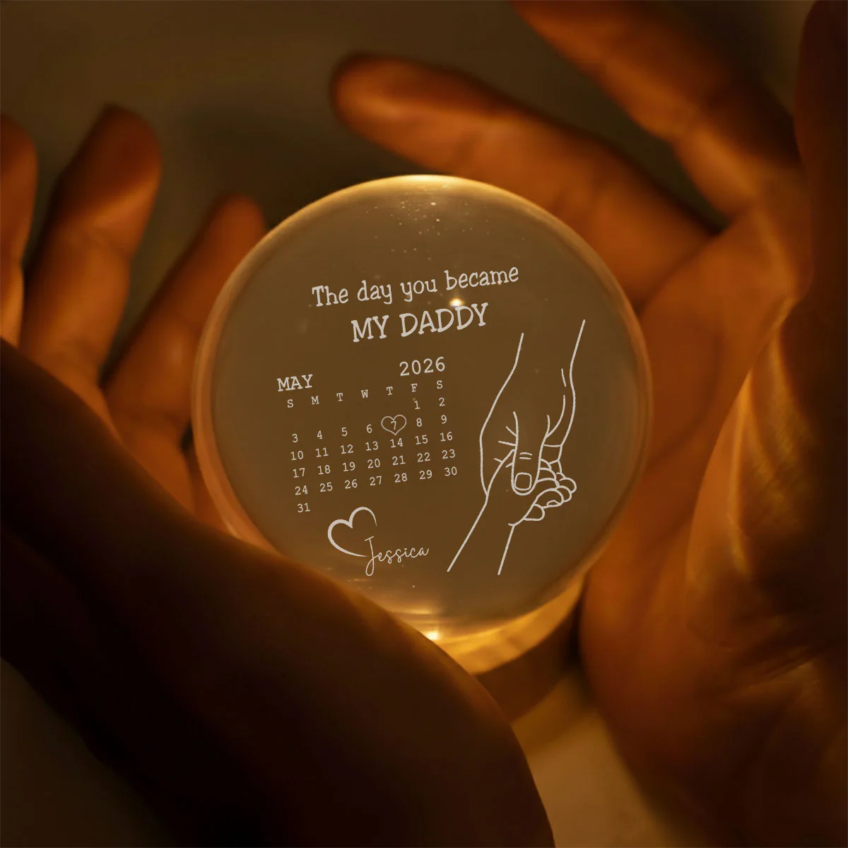 The Day You Became - Personalized Custom Crystal Globe Lamp - Image 4