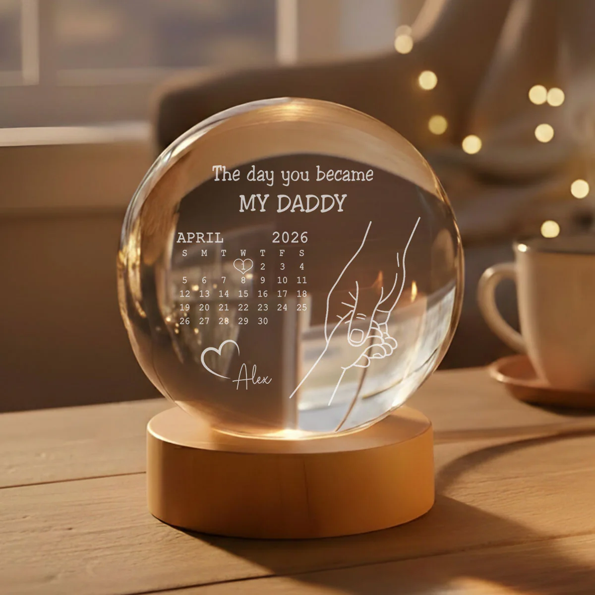 The Day You Became - Personalized Custom Crystal Globe Lamp - Image 6