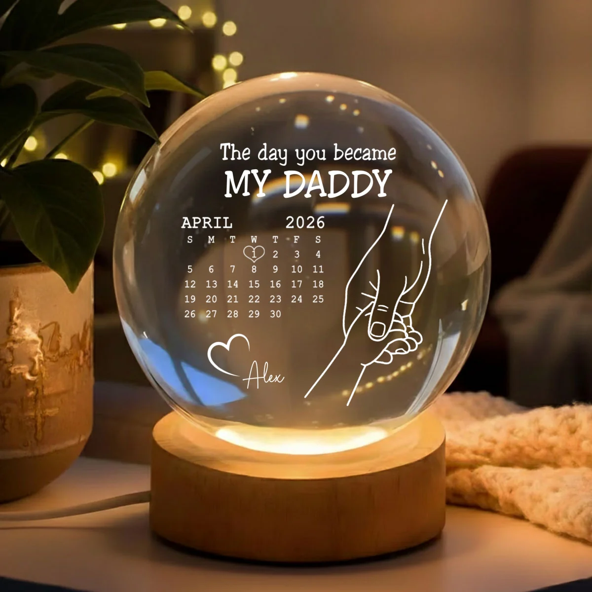 The Day You Became - Personalized Custom Crystal Globe Lamp - Image 8