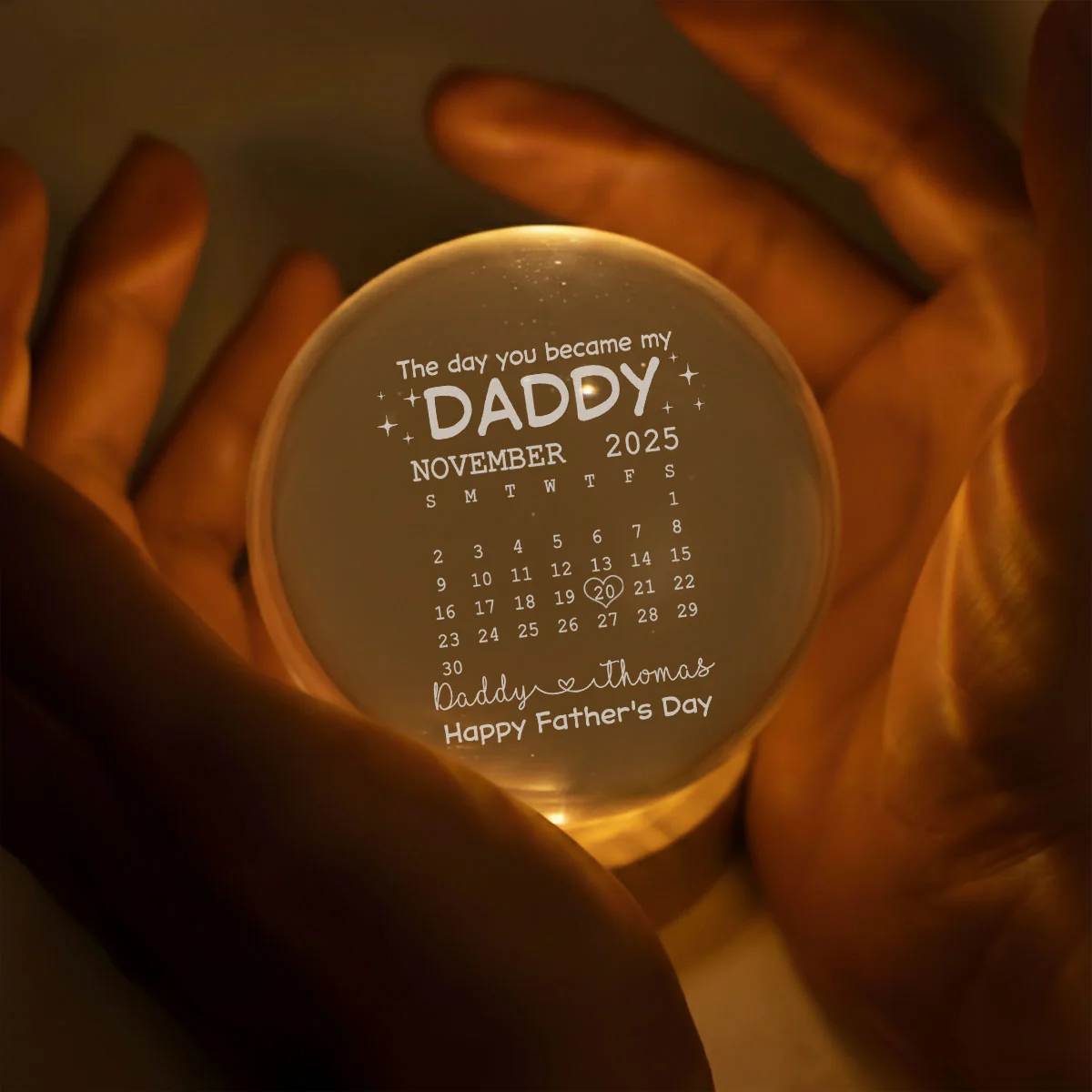 The Day You Become My Daddy - Personalized Custom Crystal Globe Lamp - Image 4