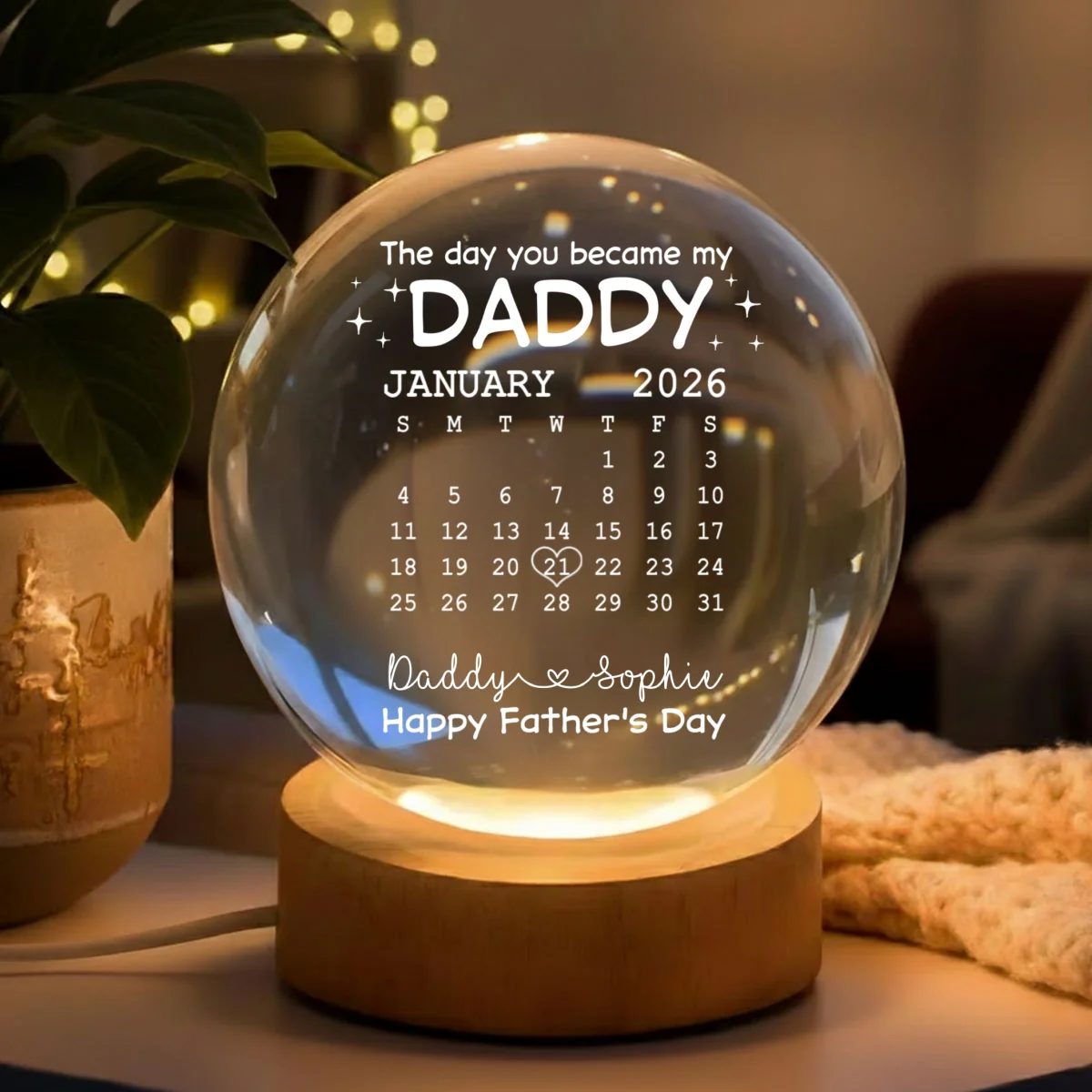 The Day You Become My Daddy - Personalized Custom Crystal Globe Lamp - Image 7
