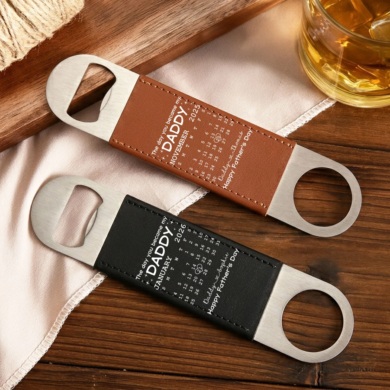 The Day You Become My Daddy - Personalized Custom Leather Bottle Opener - Image 3