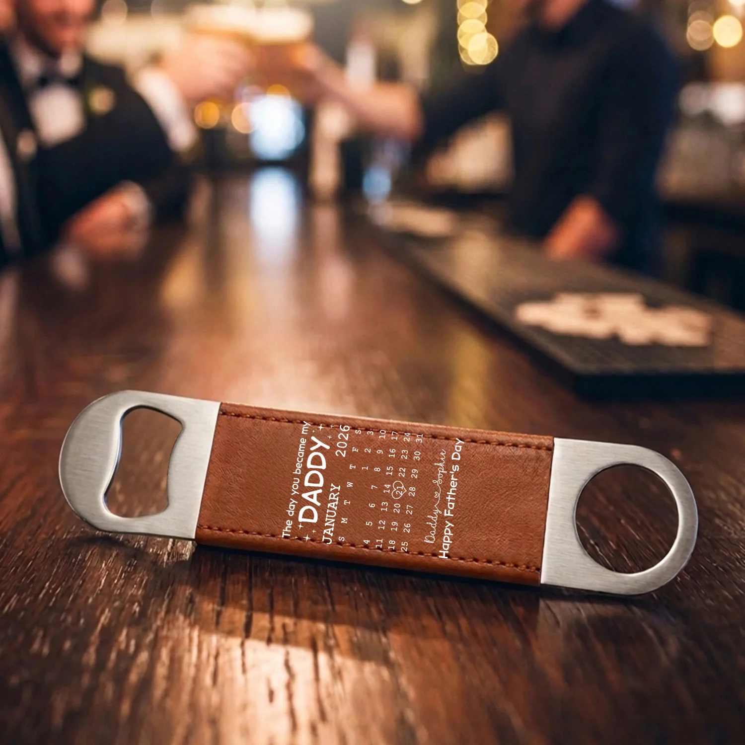 The Day You Become My Daddy - Personalized Custom Leather Bottle Opener - Image 6