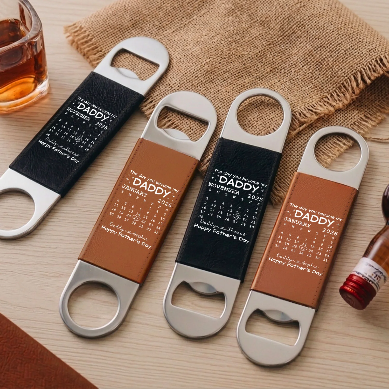 The Day You Become My Daddy - Personalized Custom Leather Bottle Opener - Image 7