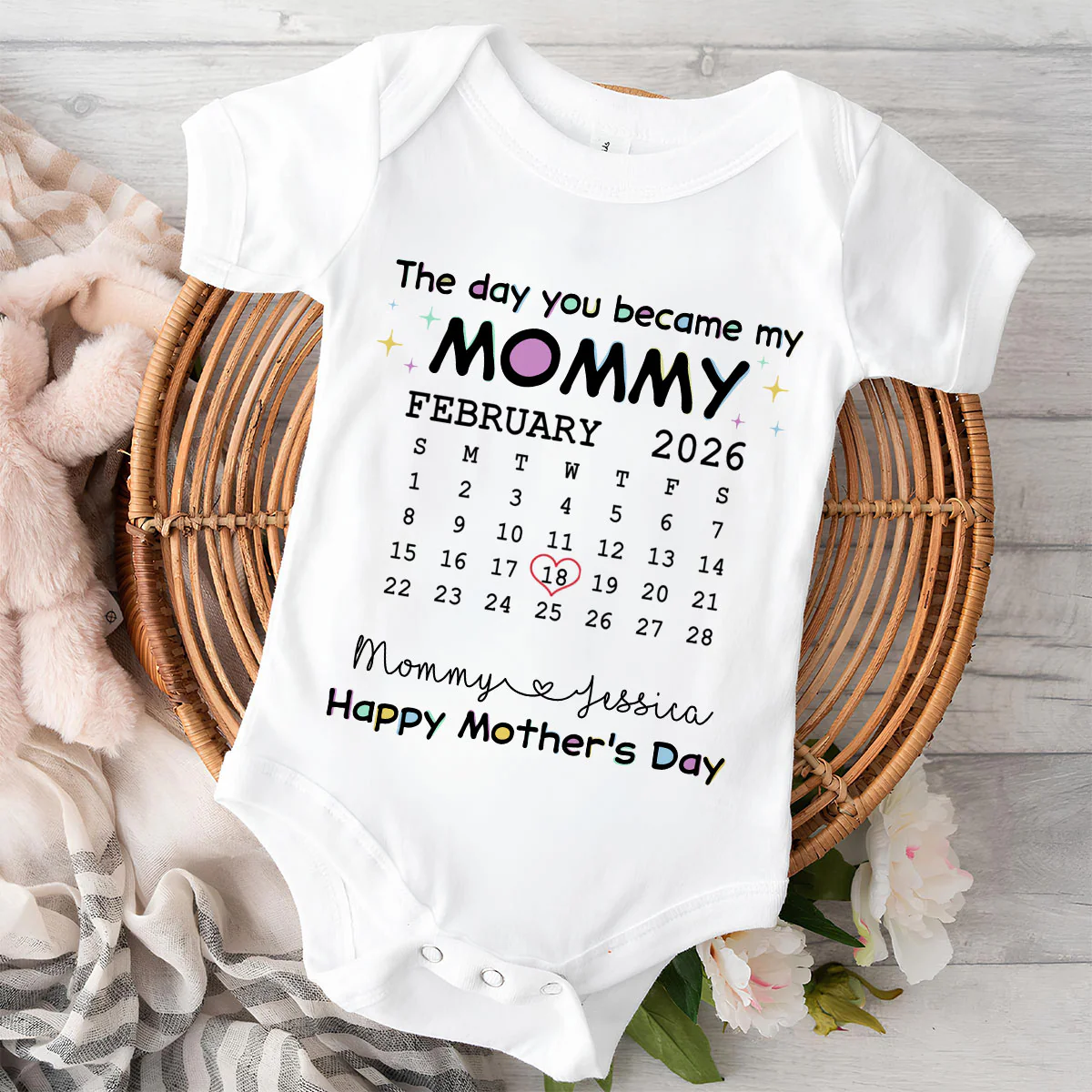 The Day You Become My Mommy - Personalized Custom Baby Onesie - Image 2