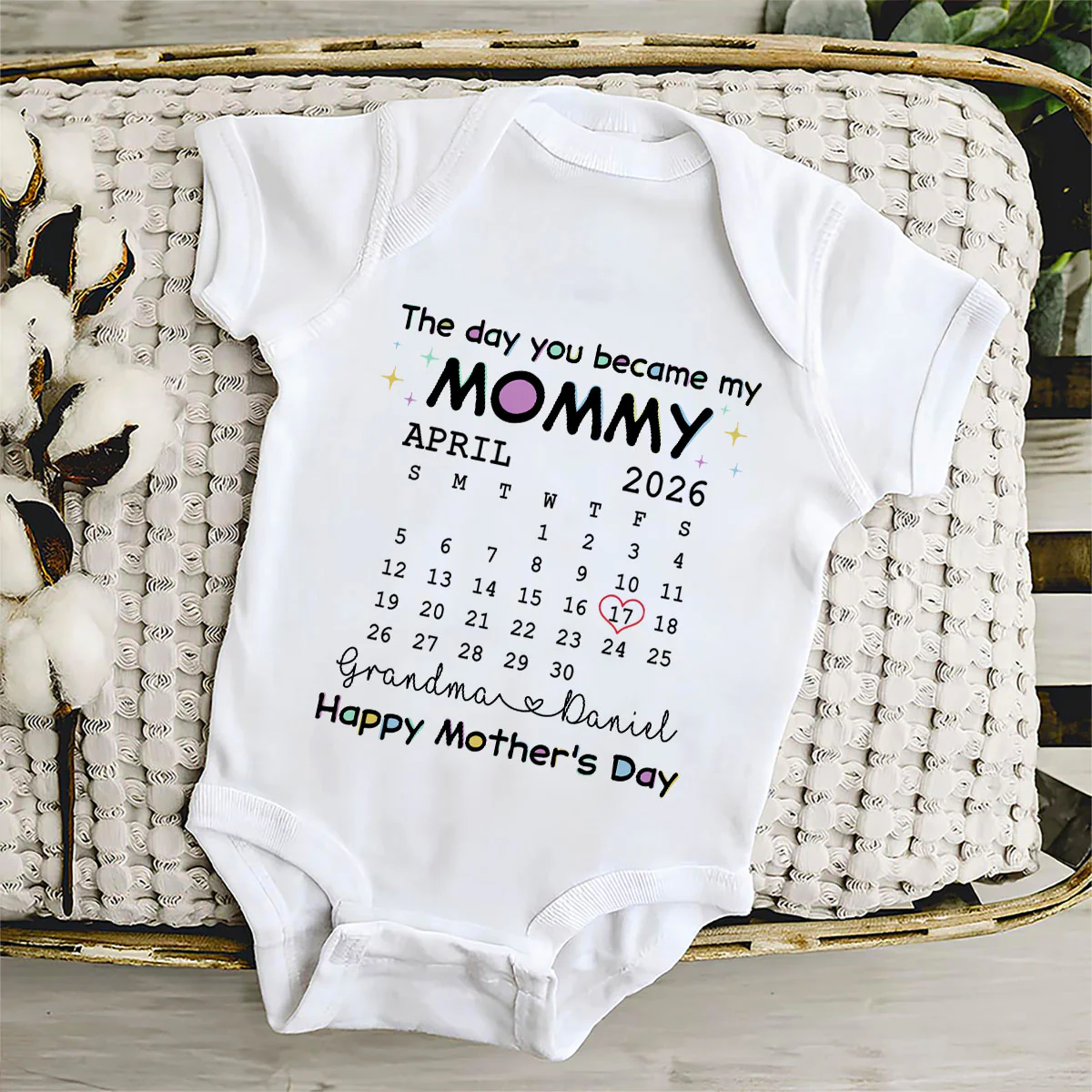 The Day You Become My Mommy - Personalized Custom Baby Onesie - Image 4