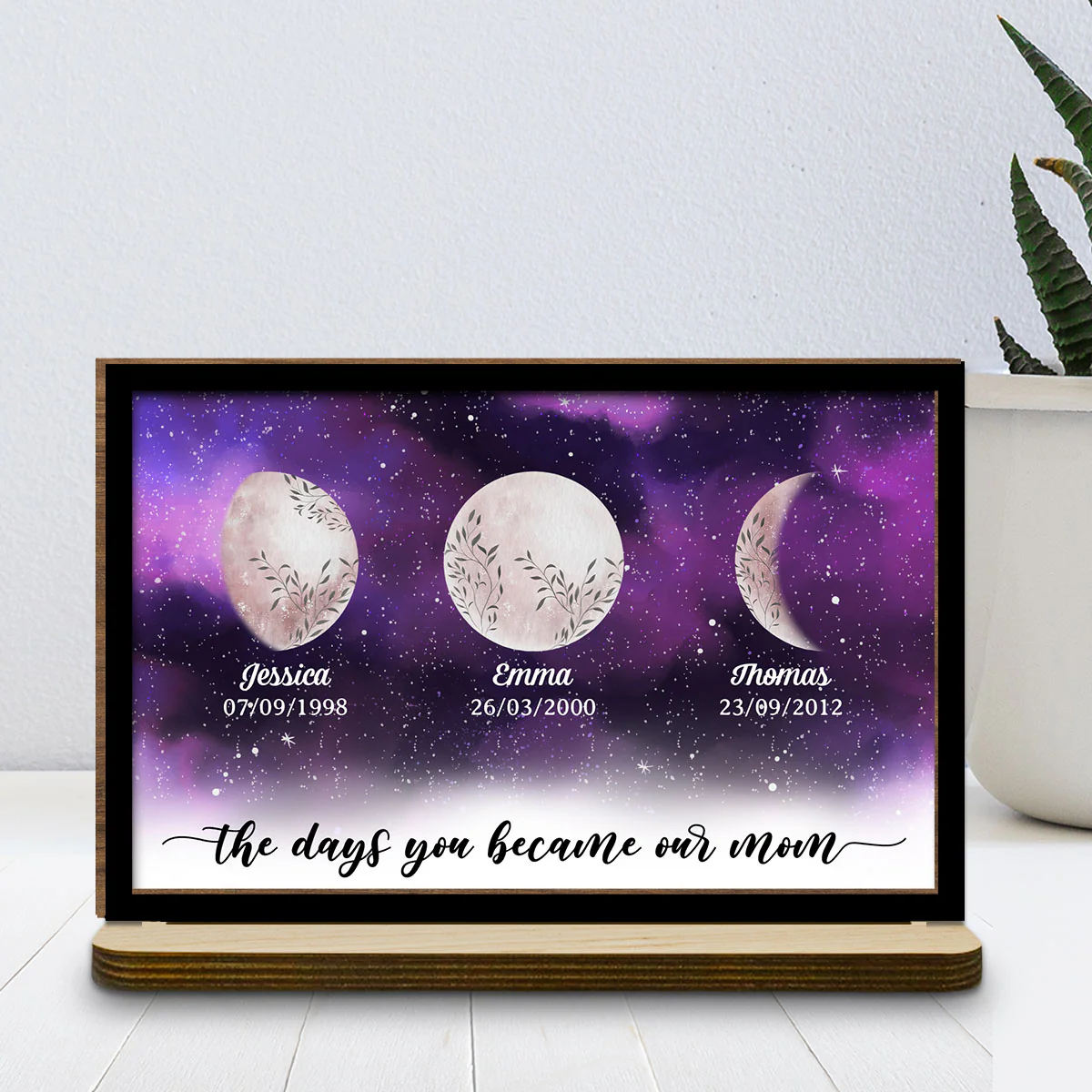 The Days You Became Mom - Personalized Custom 2-Layer Wood Plaque With Flat Base - Image 2