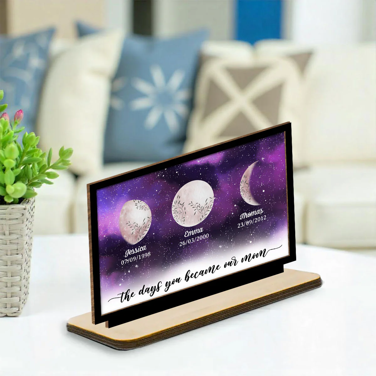 The Days You Became Mom - Personalized Custom 2-Layer Wood Plaque With Flat Base - Image 3