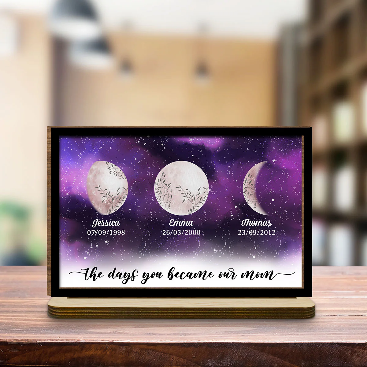 The Days You Became Mom - Personalized Custom 2-Layer Wood Plaque With Flat Base - Image 4