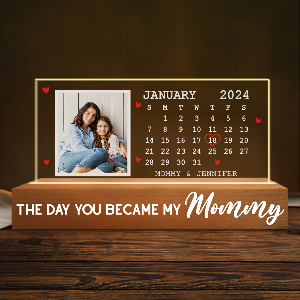 The Days You Became Mom - Personalized Custom Acrylic 3D LED Night Light - Image 2