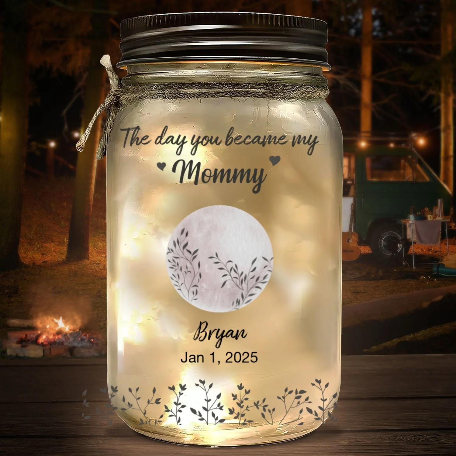 The Days You Became Mom - Personalized Custom Mason Jar Light - Image 6
