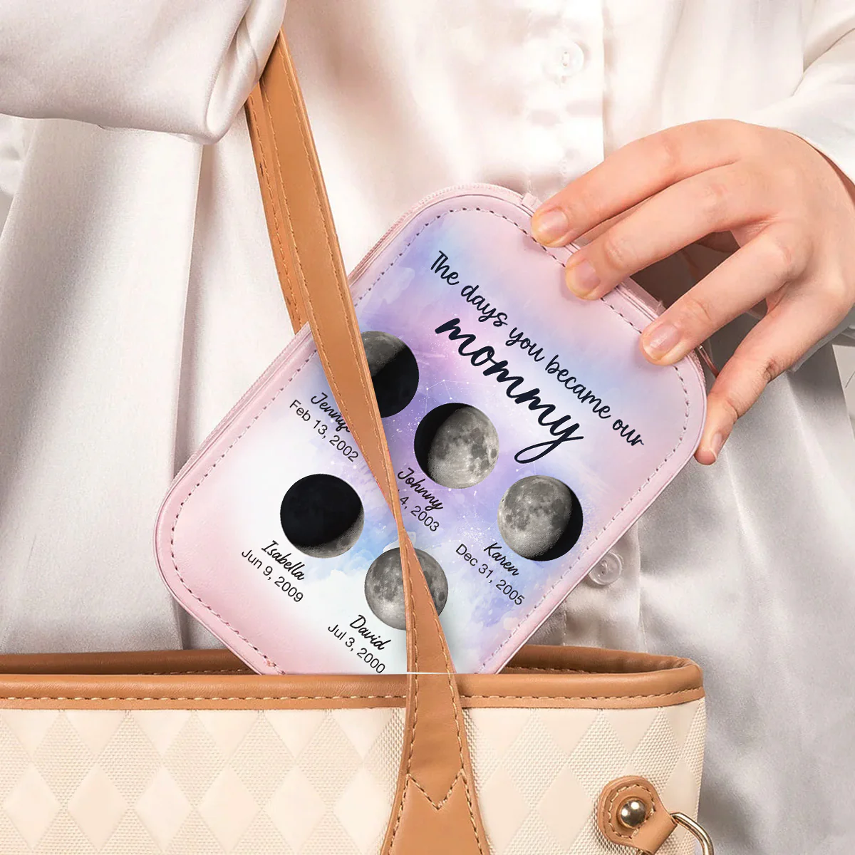 The Days You Became Our Mommy - Personalized Custom Jewelry Box With LED Mirror - Image 2