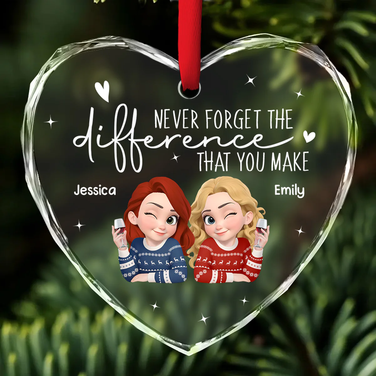 The Difference You Make Matters - Personalized Custom Glass Ornament