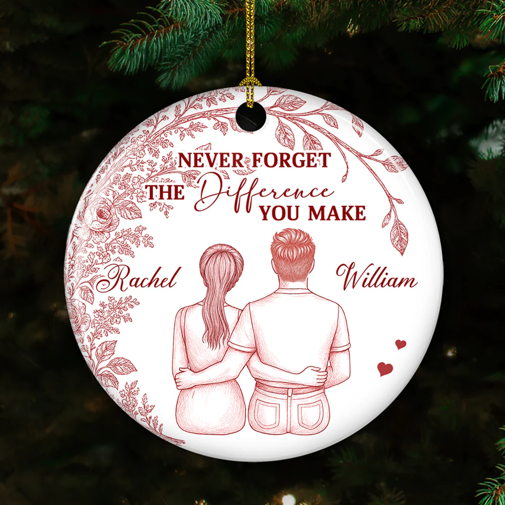 The Difference You Make - Personalized Custom Ceramic Ornament - Image 2