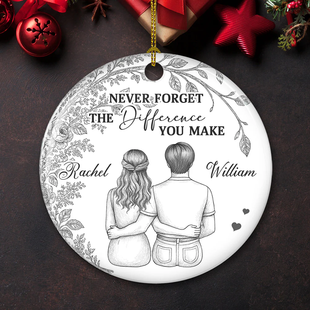 The Difference You Make - Personalized Custom Ceramic Ornament - Image 4