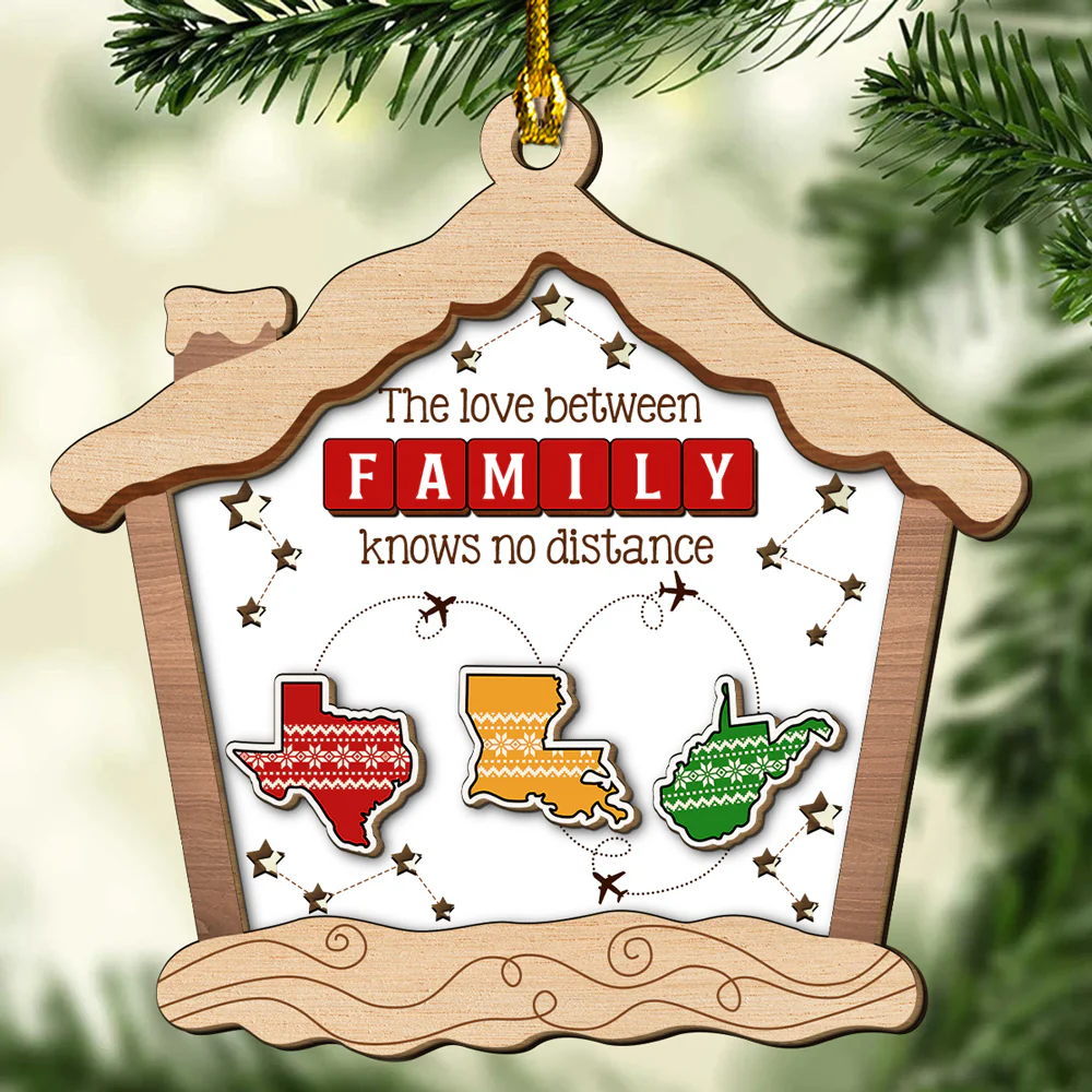 The Distance Means Nothing - Personalized Custom 2-Layered Wood Ornament - Image 6